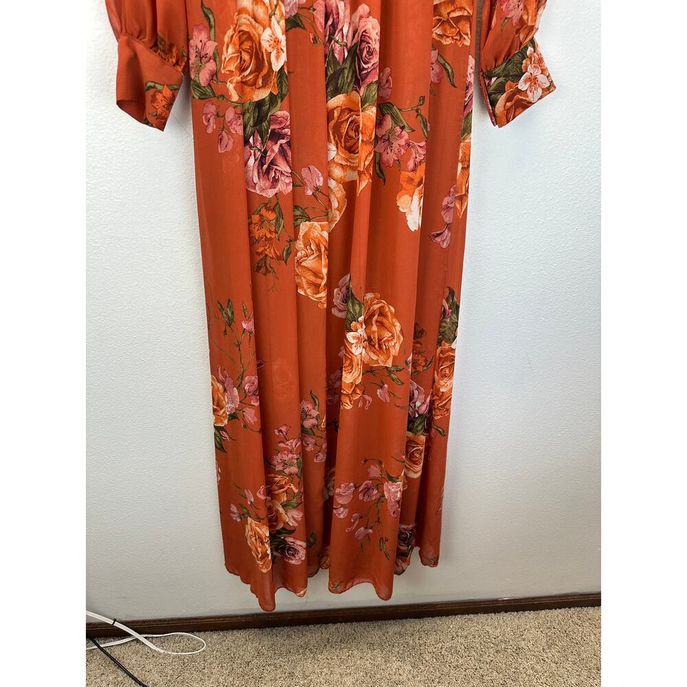 Baltic Born Lydia Rust Floral Maxi Dress Long Sleeves Med - Picture 5 of 8